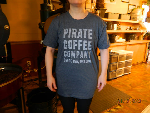 Pirate Coffee Company Logo T-Shirt Grey